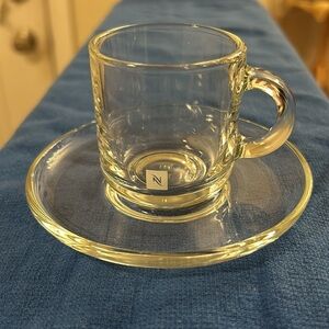 Nespresso Vertuo Glass Espresso Cup 2.5” Tall and Saucer 4.5” Diameter